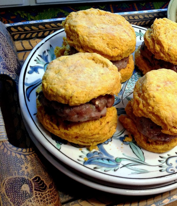 Pumpkin Biscuits with Sausage